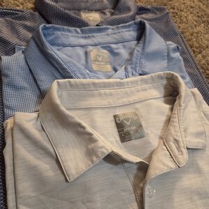 Callaway Opti Dri Preformance Golf Polo Shirt Blue White Mens L Lot Of 3